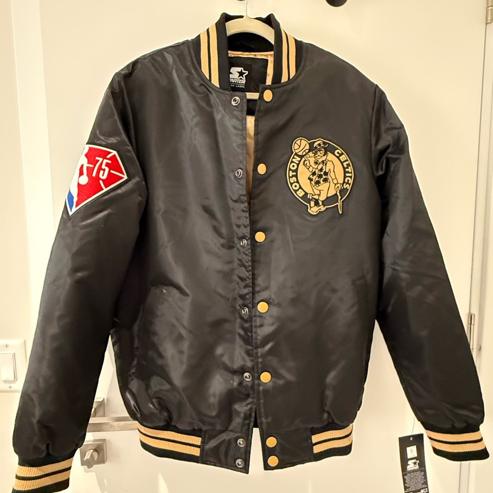 Starter Black and Gold Boston Celtics Men's Jacket. 75th Anniversary Jacket.